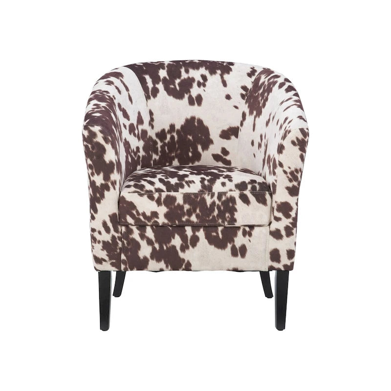 Andrew Barrel Brown and White Cow Print Club Chair