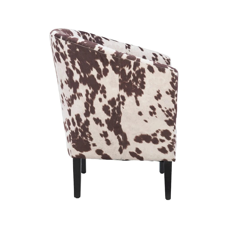 Andrew Barrel Brown and White Cow Print Club Chair