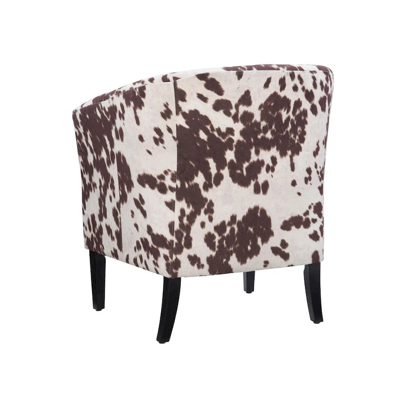 Andrew Barrel Brown and White Cow Print Club Chair