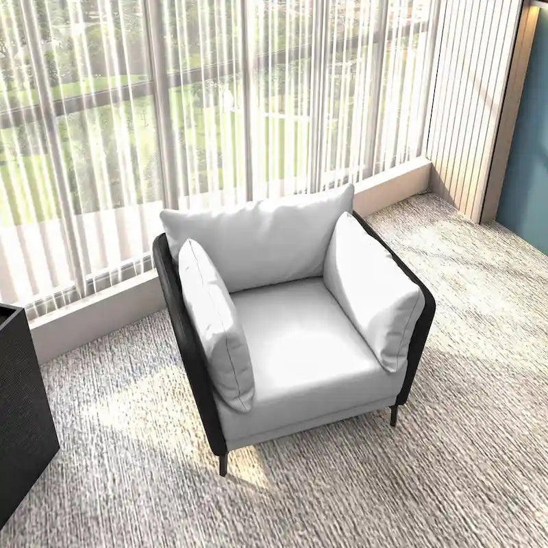 Luxify Modern Single-Seater Sofa in Upholstered PU Leather with Metal Legs for Living Room Accent Chair