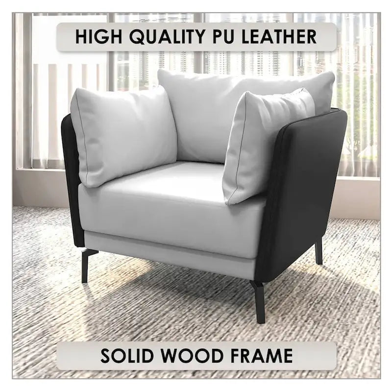 Luxify Modern Single-Seater Sofa in Upholstered PU Leather with Metal Legs for Living Room Accent Chair