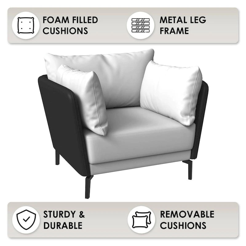 Luxify Modern Single-Seater Sofa in Upholstered PU Leather with Metal Legs for Living Room Accent Chair