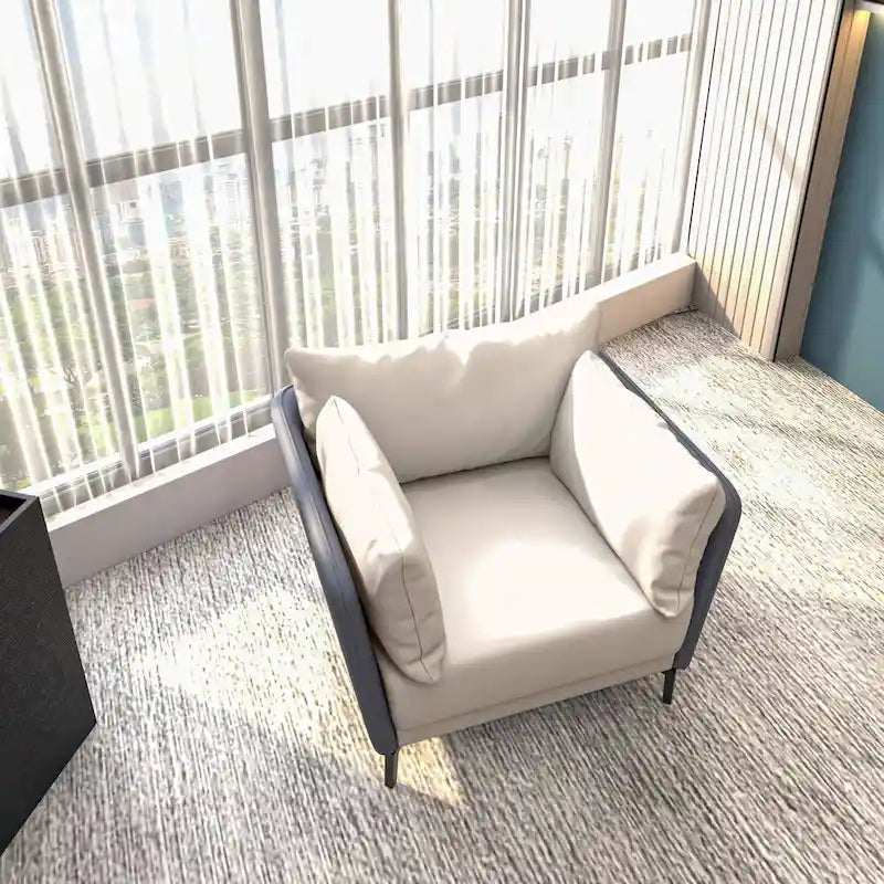 Luxify Modern Single-Seater Sofa in Upholstered PU Leather with Metal Legs for Living Room Accent Chair