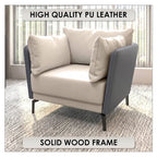 Luxify Modern Single-Seater Sofa in Upholstered PU Leather with Metal Legs for Living Room Accent Chair