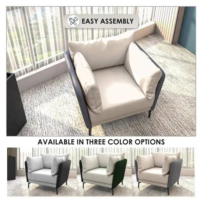 Luxify Modern Single-Seater Sofa in Upholstered PU Leather with Metal Legs for Living Room Accent Chair