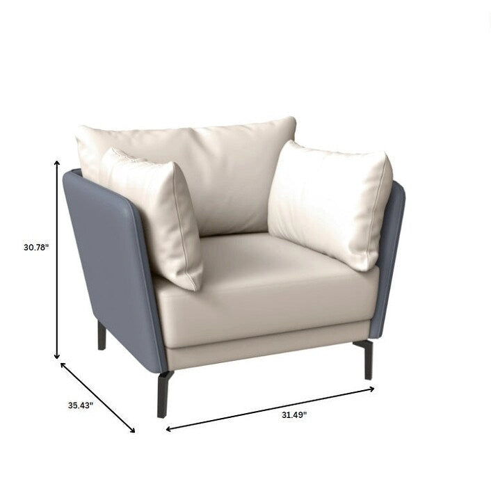 Luxify Modern Single-Seater Sofa in Upholstered PU Leather with Metal Legs for Living Room Accent Chair