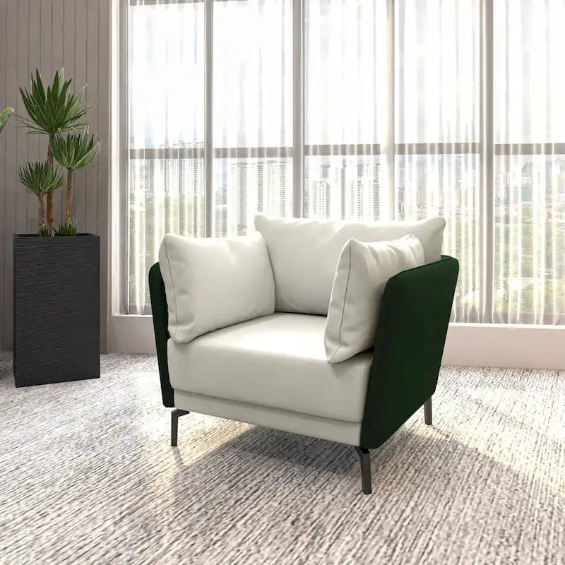 Luxify Modern Single-Seater Sofa in Upholstered PU Leather with Metal Legs for Living Room Accent Chair