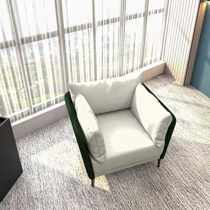 Luxify Modern Single-Seater Sofa in Upholstered PU Leather with Metal Legs for Living Room Accent Chair