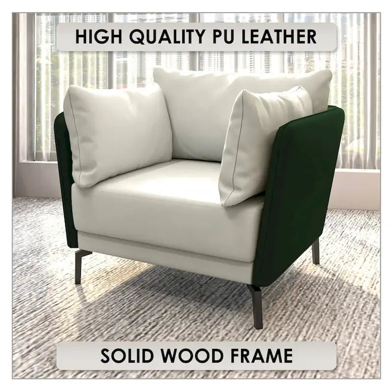 Luxify Modern Single-Seater Sofa in Upholstered PU Leather with Metal Legs for Living Room Accent Chair