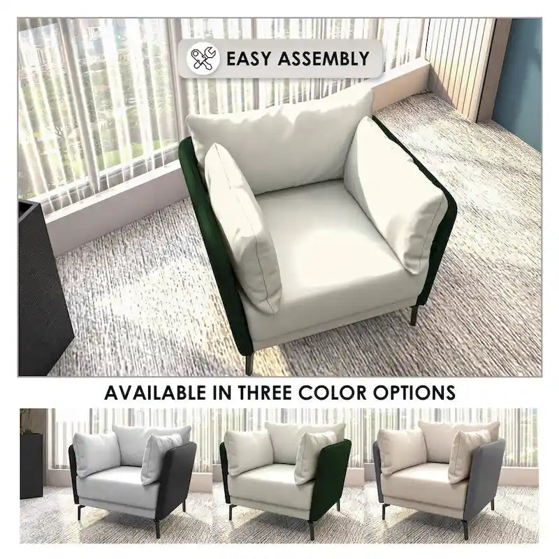 Luxify Modern Single-Seater Sofa in Upholstered PU Leather with Metal Legs for Living Room Accent Chair