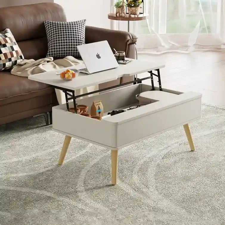Elevatelux Rectangle Lift Top Square Coffee Table With Storage 37 x 23.5
