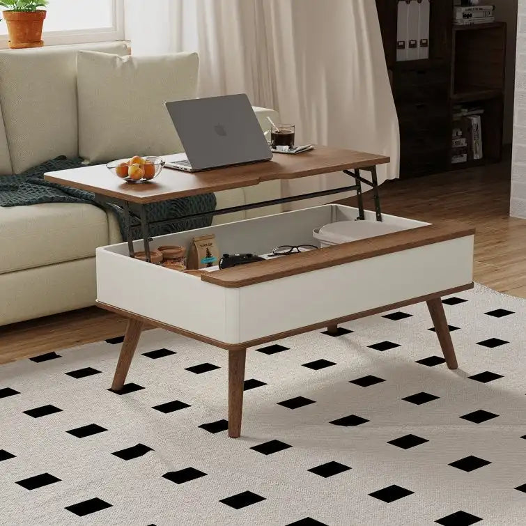 Elevatelux Rectangle Lift Top Square Coffee Table With Storage 37 x 23.5