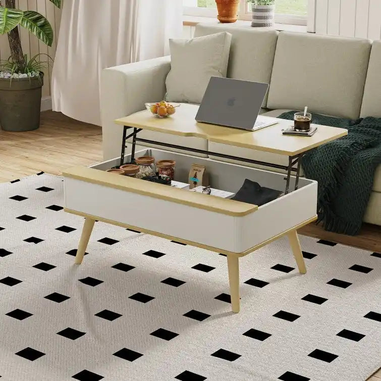 Elevatelux Rectangle Lift Top Square Coffee Table With Storage 37 x 23.5