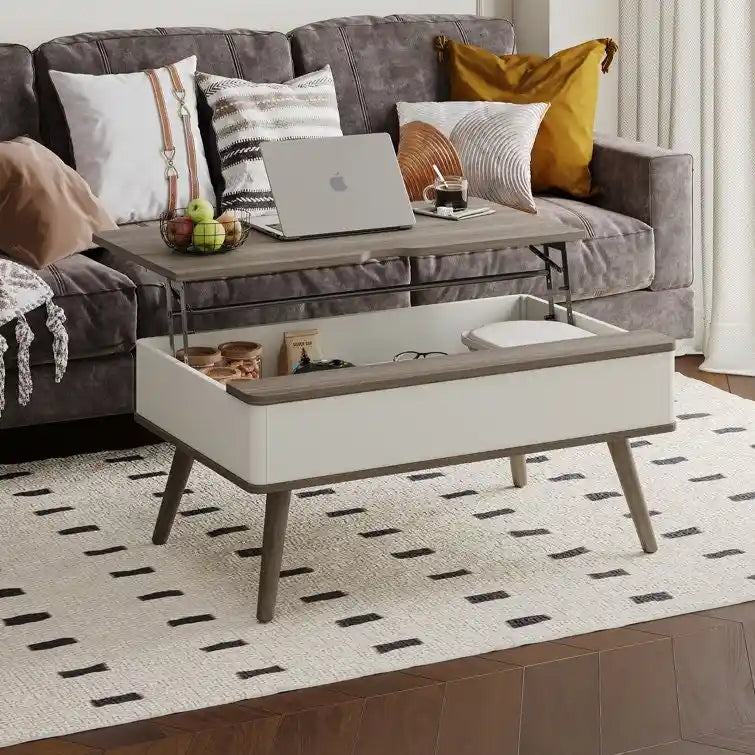 Elevatelux Rectangle Lift Top Square Coffee Table With Storage 37 x 23.5