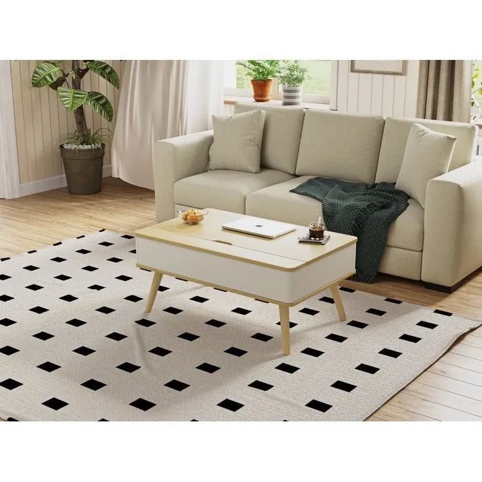 Elevatelux Rectangle Lift Top Square Coffee Table With Storage 37 x 23.5