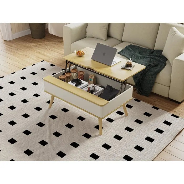 Elevatelux Rectangle Lift Top Square Coffee Table With Storage 37 x 23.5