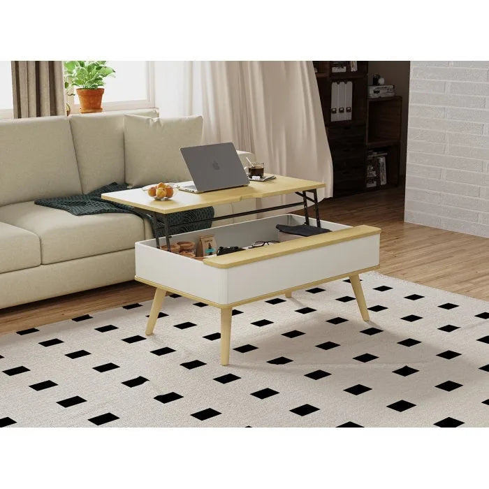 Elevatelux Rectangle Lift Top Square Coffee Table With Storage 37 x 23.5