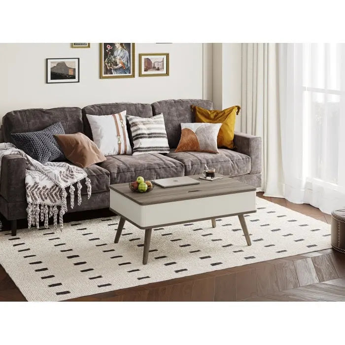 Elevatelux Rectangle Lift Top Square Coffee Table With Storage 37 x 23.5