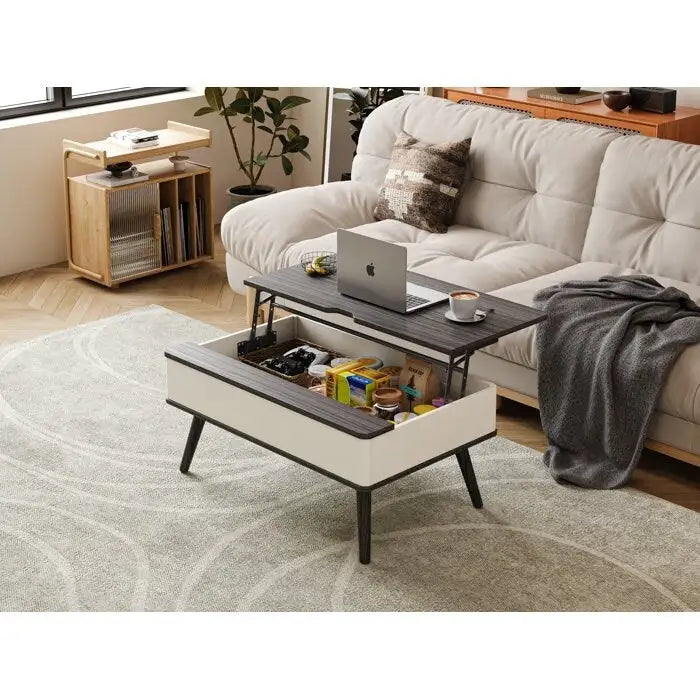 Elevatelux Rectangle Lift Top Square Coffee Table With Storage 37 x 23.5