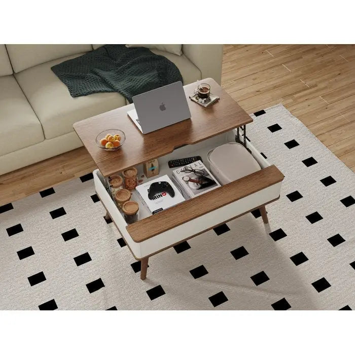 Elevatelux Rectangle Lift Top Square Coffee Table With Storage 37 x 23.5