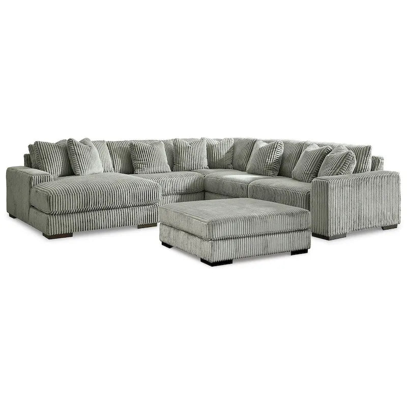 Signature Design by Ashley Lindyn Fog 5-Piece Sectional with Ottoman - 133 W x 133 D x 38 H