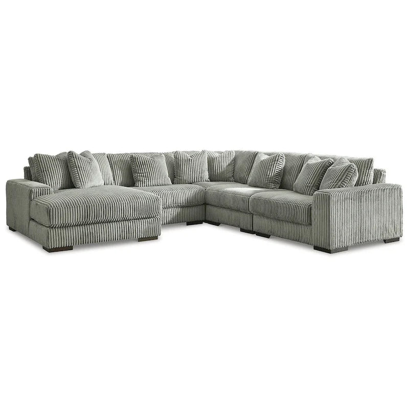 Signature Design by Ashley Lindyn Fog 5-Piece Sectional with Ottoman - 133 W x 133 D x 38 H