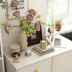 White Entryway Shoe Storage Bench with Black Cushion and Drawers