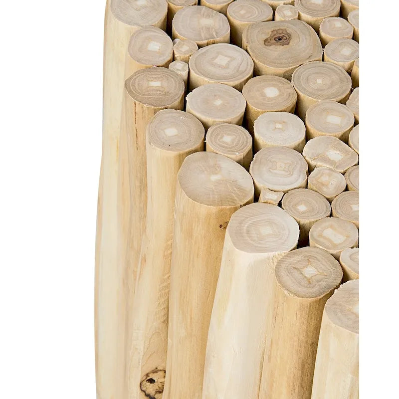 Round Natural Brown Solid Teak Wood Branch Bundle Coffee Table by East at Main