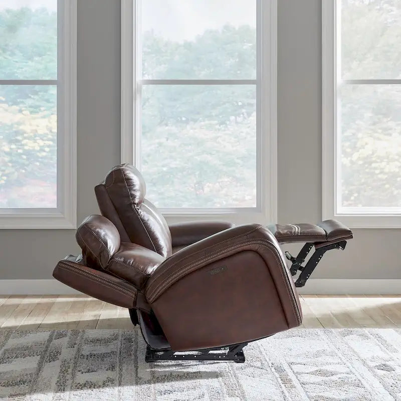 Blair Leather Dual Power Reclining Sofa - Cognac