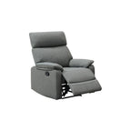 Fery 35 Inch Manual Recliner Chair, Gray Burlap, Cushioned Seat, Solid Wood