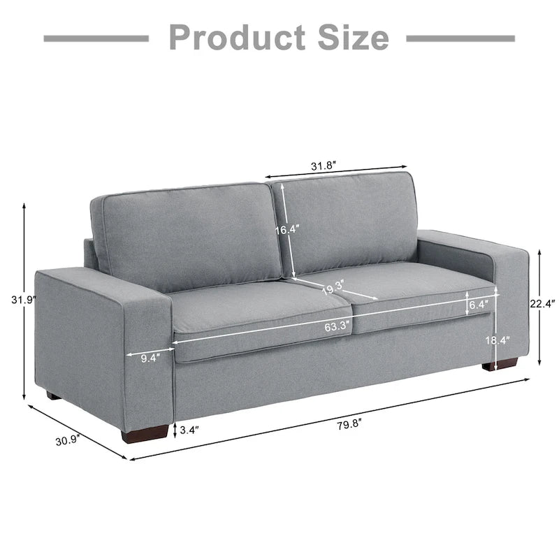 80 Sofa Couch Upholstered Loveseat for Living Room