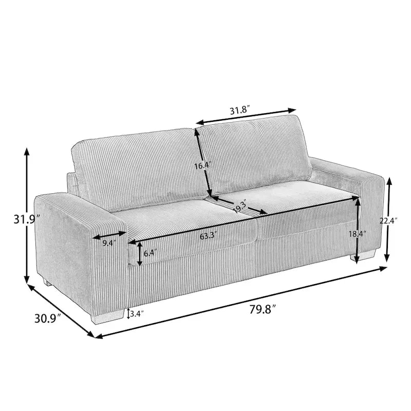 80 Sofa Couch Upholstered Loveseat for Living Room