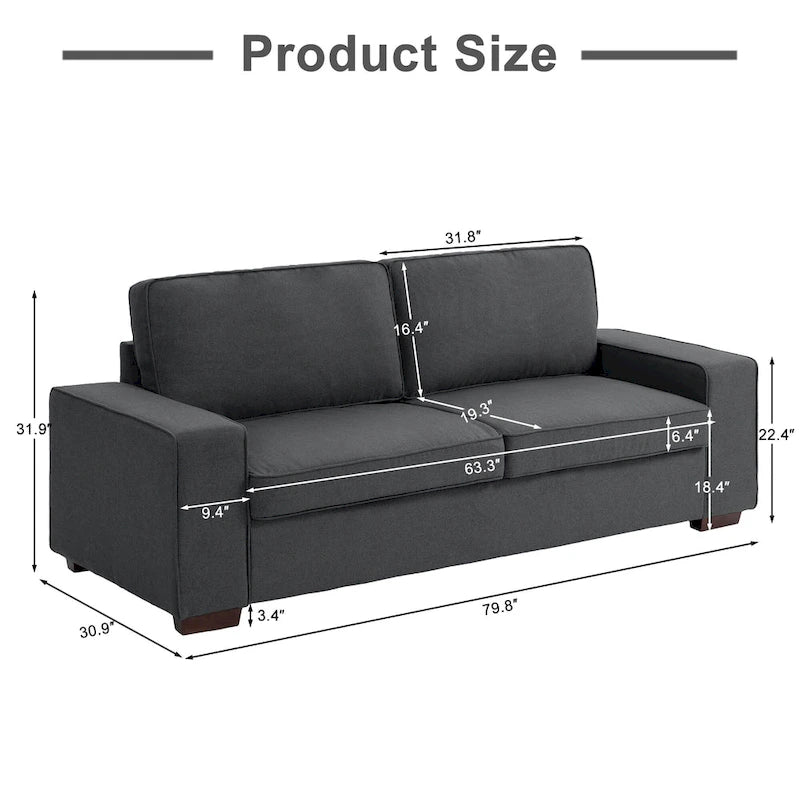 80 Sofa Couch Upholstered Loveseat for Living Room