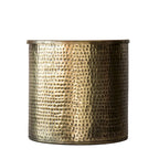 Brass Hammered Metal Drum Table with Lid