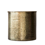 Brass Hammered Metal Drum Table with Lid