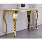 Luxury White and Gold Console Table with Polished Gold Cabriole Legs