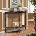 Retro Half-Moon Console Table with Open Shelf