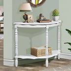 Retro Half-Moon Console Table with Open Shelf