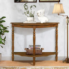 Retro Half-Moon Console Table with Open Shelf