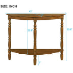 Retro Half-Moon Console Table with Open Shelf