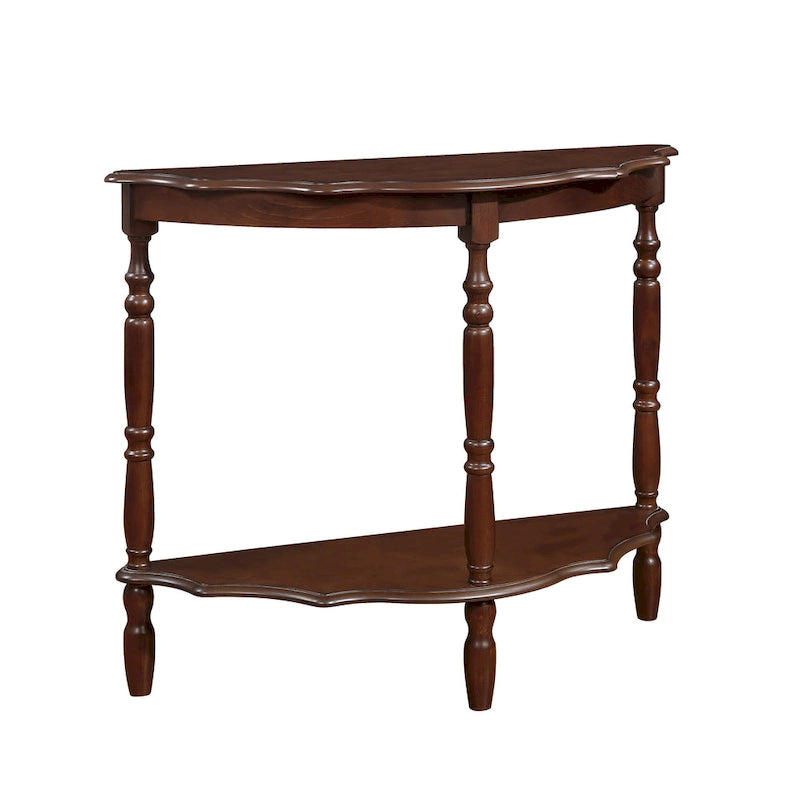 Retro Half-Moon Console Table with Open Shelf