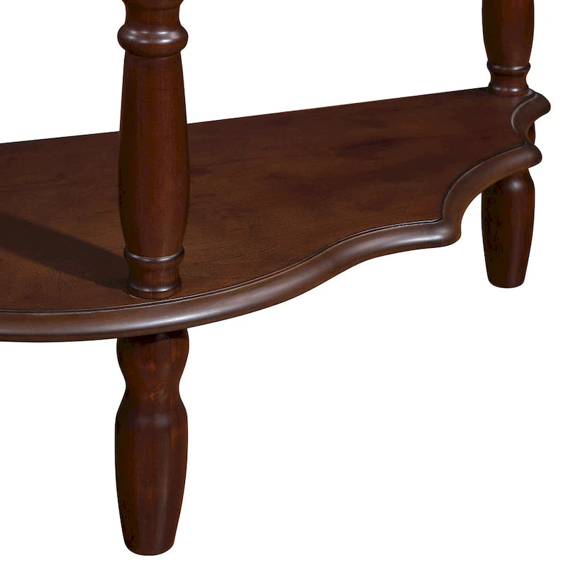 Retro Half-Moon Console Table with Open Shelf