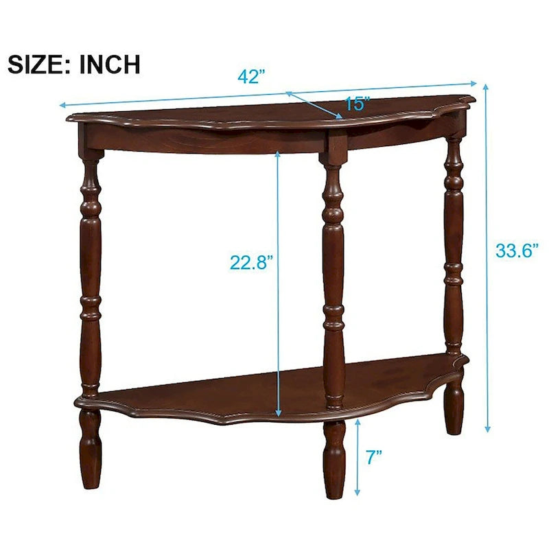 Retro Half-Moon Console Table with Open Shelf