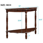 Retro Half-Moon Console Table with Open Shelf
