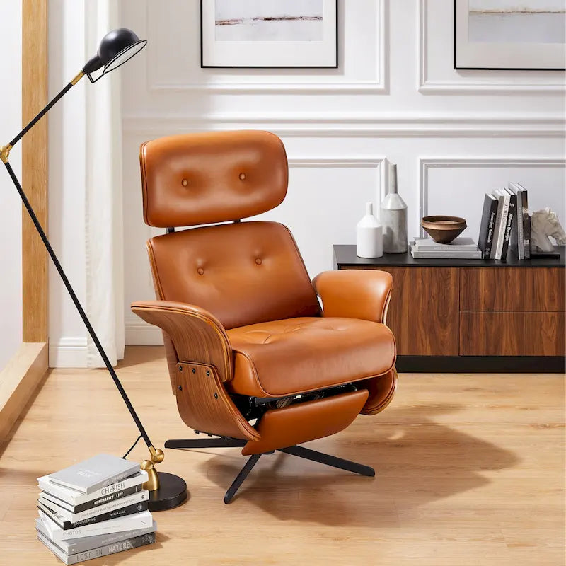 Art Leon Swivel Top Grain Leather Power Recliner Chair