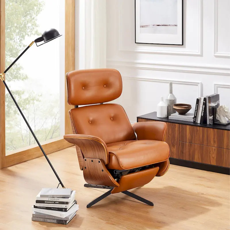 Art Leon Swivel Top Grain Leather Power Recliner Chair