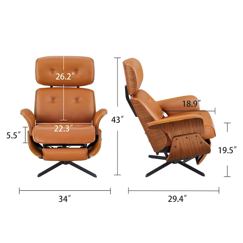 Art Leon Swivel Top Grain Leather Power Recliner Chair