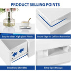 Moasis Modern Glossy Coffee Table with Drawers & LED Lights for Living Room