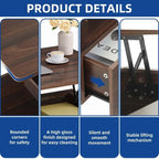 Moasis Modern Glossy Coffee Table with Drawers & LED Lights for Living Room