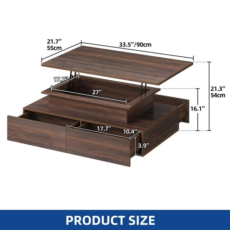 Moasis Modern Glossy Coffee Table with Drawers & LED Lights for Living Room